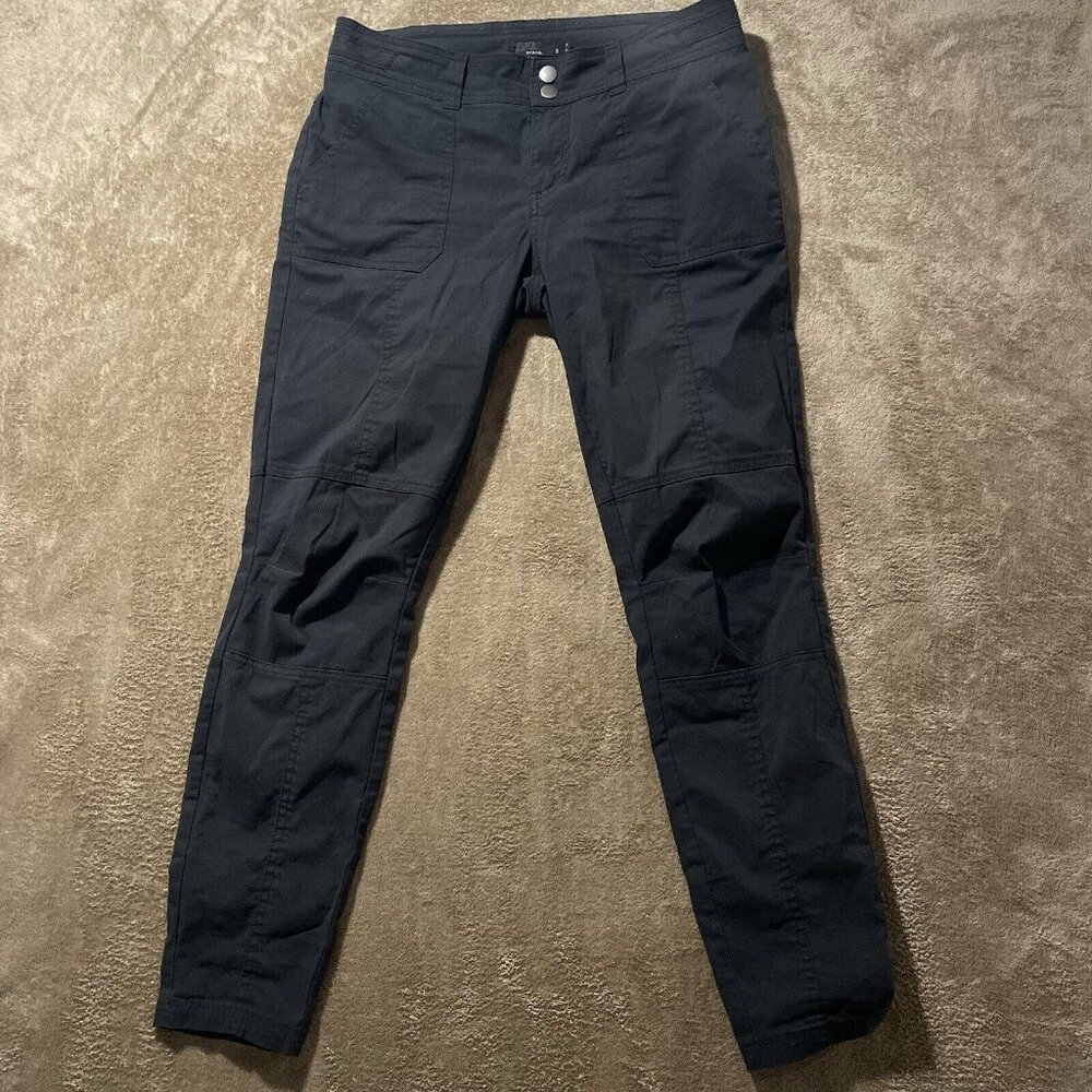 Prana Pants Womens 6 Cargo Organic Cotton Black Skinny Mid Rise Hiking Outdoor
